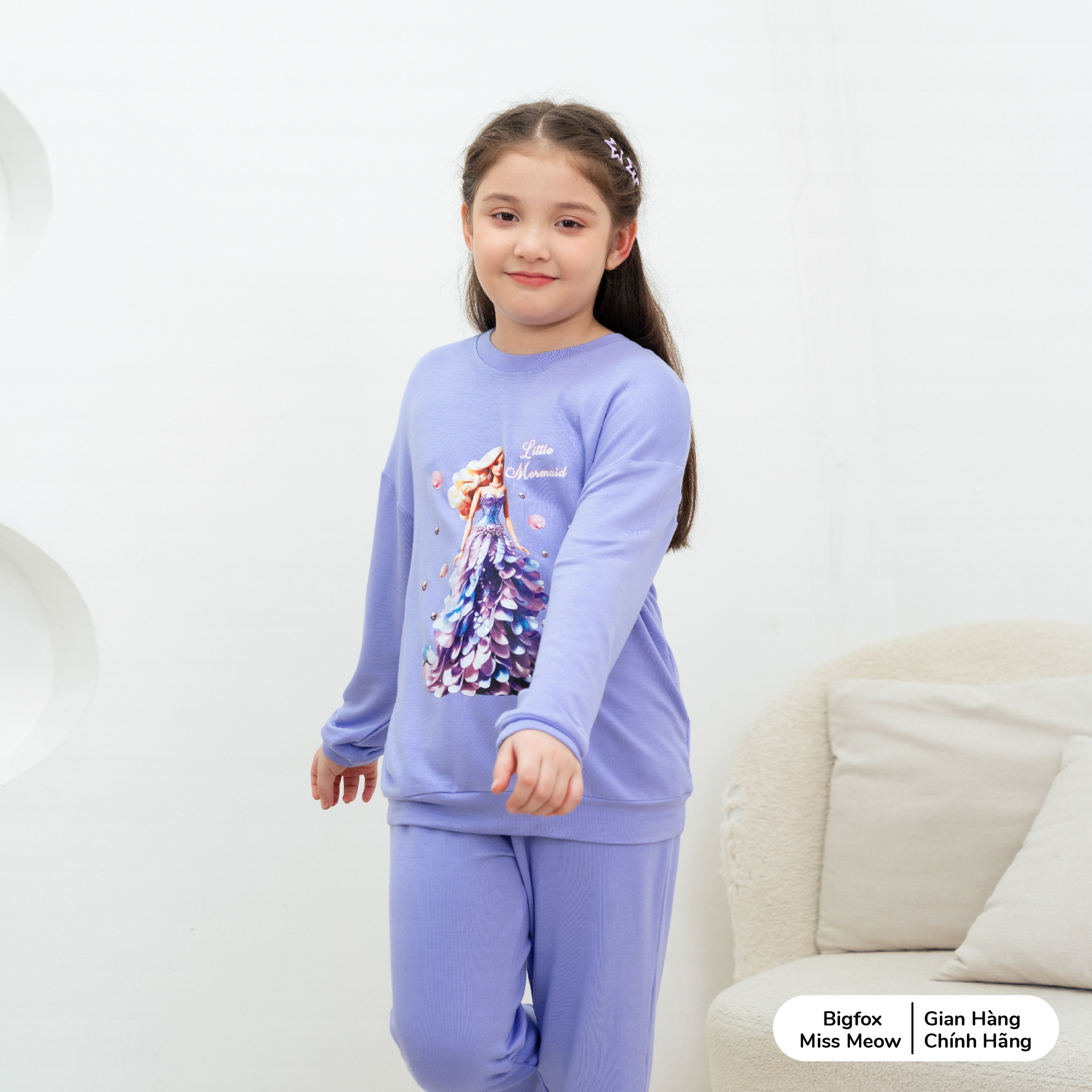 Quần áo dài tay bé gái BIGFOX MISS MEOW bộ nỉ thu đông size đại giữ ấm cho trẻ em kiểu Hàn cỡ 3,7,11 tuổi 20kg 40kg 1973