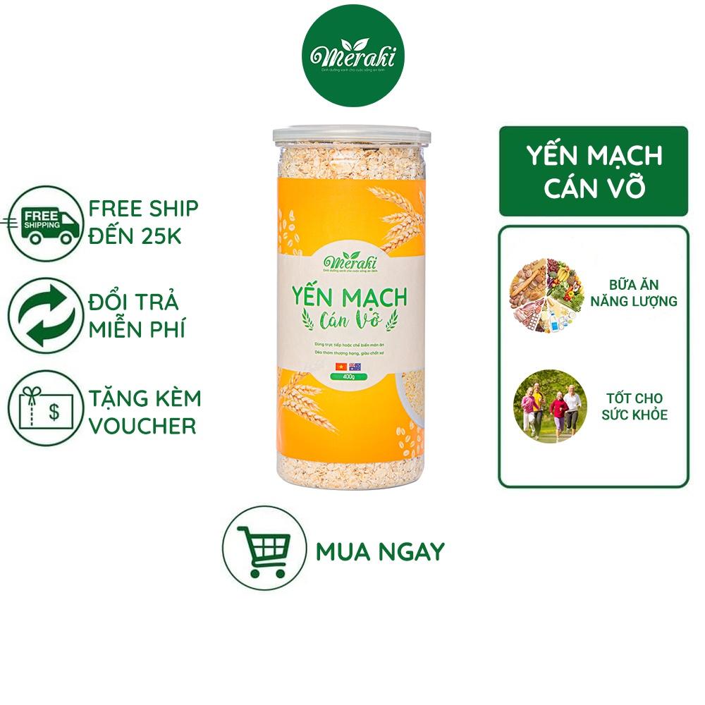 Yến mạch cán vỡ Meraki ăn liền healthy giảm cân eat clean nhập khẩu Úc