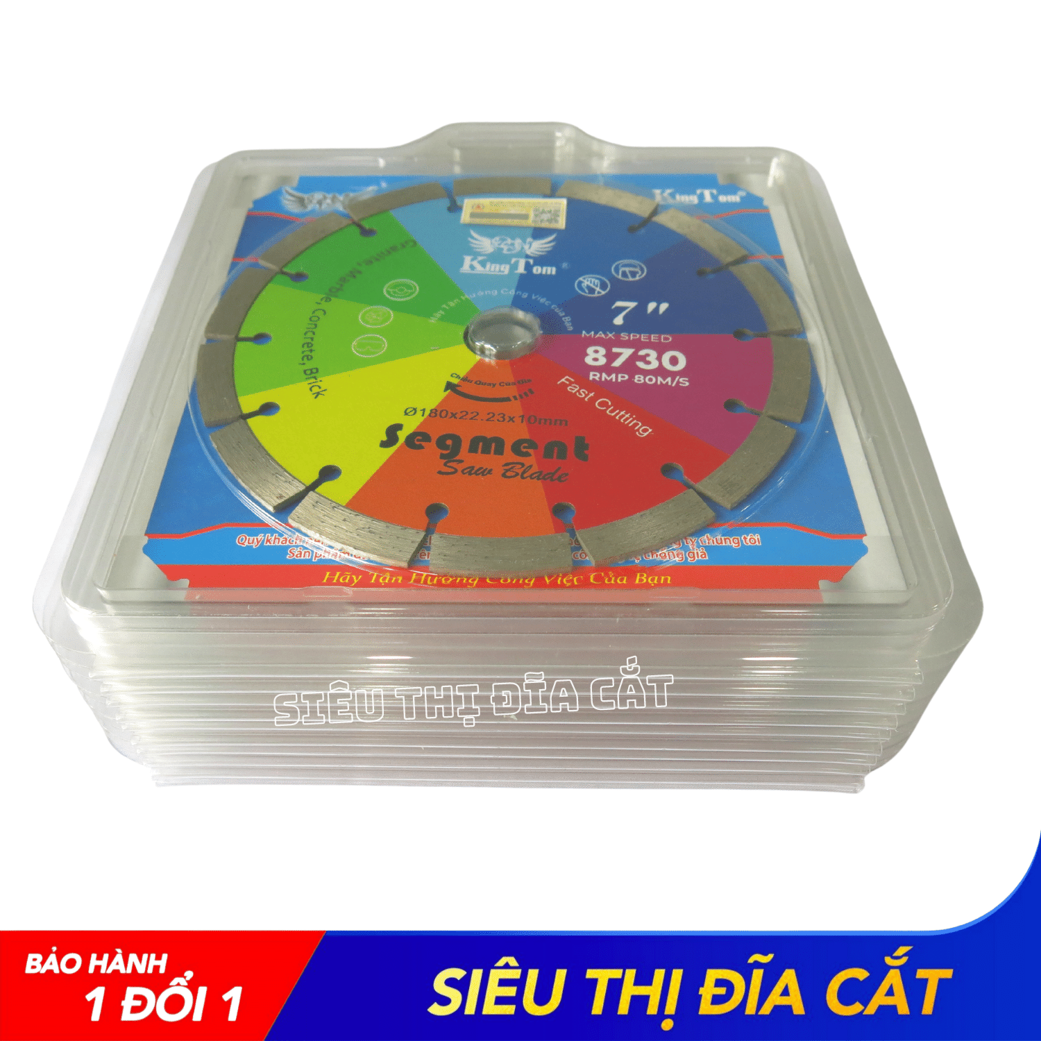 Lưỡi Cắt Gạch 180mm KingTom Sắc Màu Khô - Chuyên Bê Tông, Đá Hoa Cương