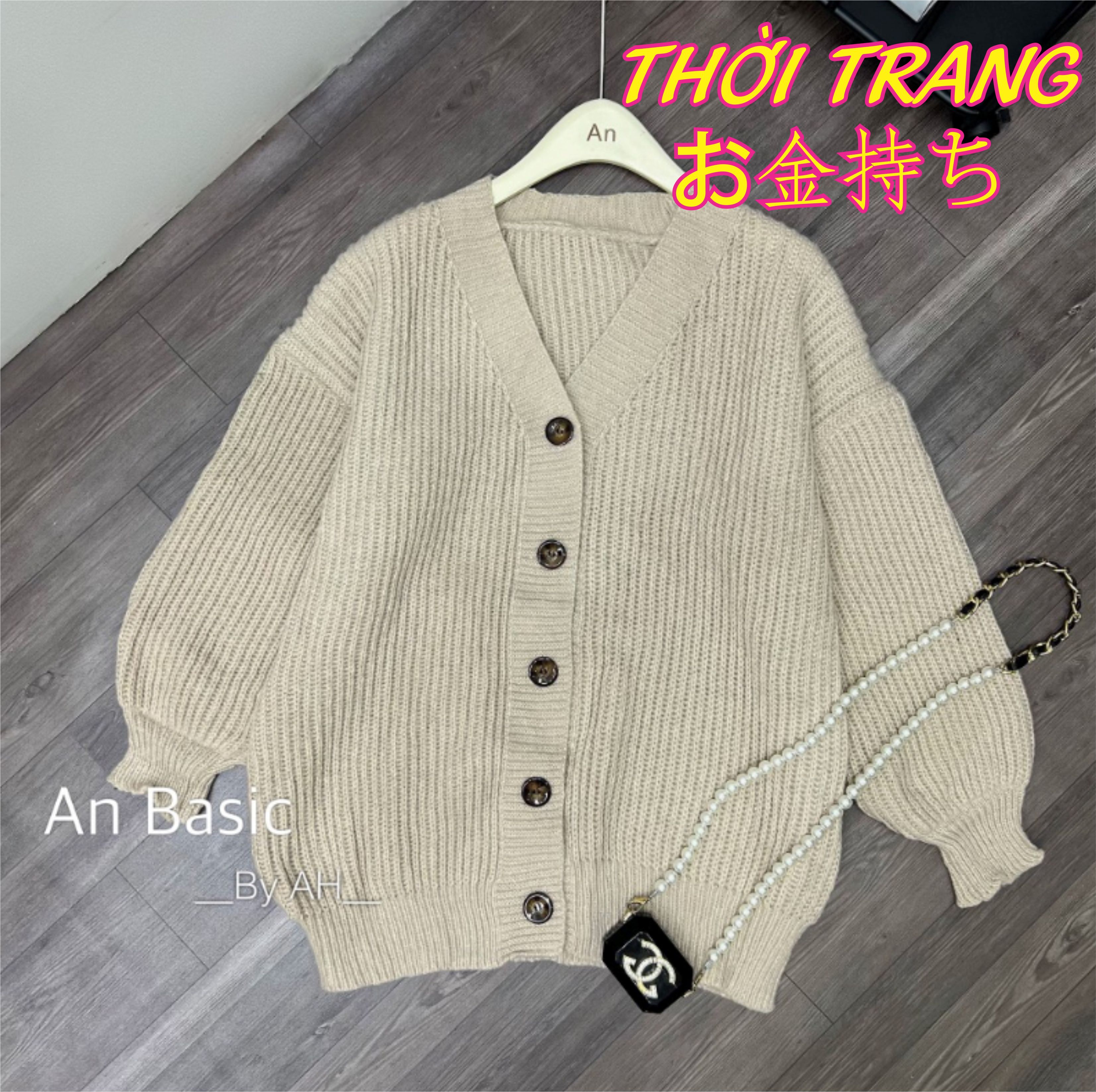 SẴN Áo khoác len cổ V cardigan có khuy 2 túi trước oversize trùm mông ulzzang thu đông 171