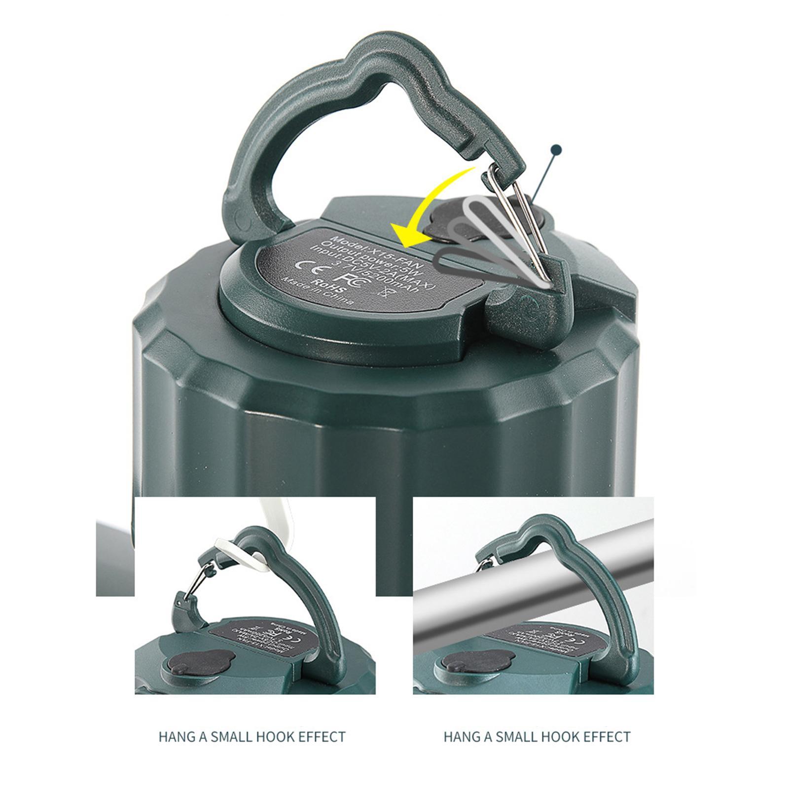 Portable Camping Fan with LED Lantern Folding with Hanging Hook with Remote
