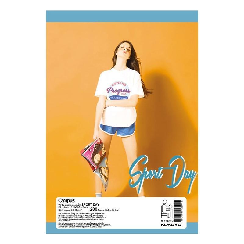 Vở Sport Day - A4 Kẻ Ngang Có Chấm 200 Trang ĐL 58-65g/m2 - Campus NB-A4SD200 - Màu Cam