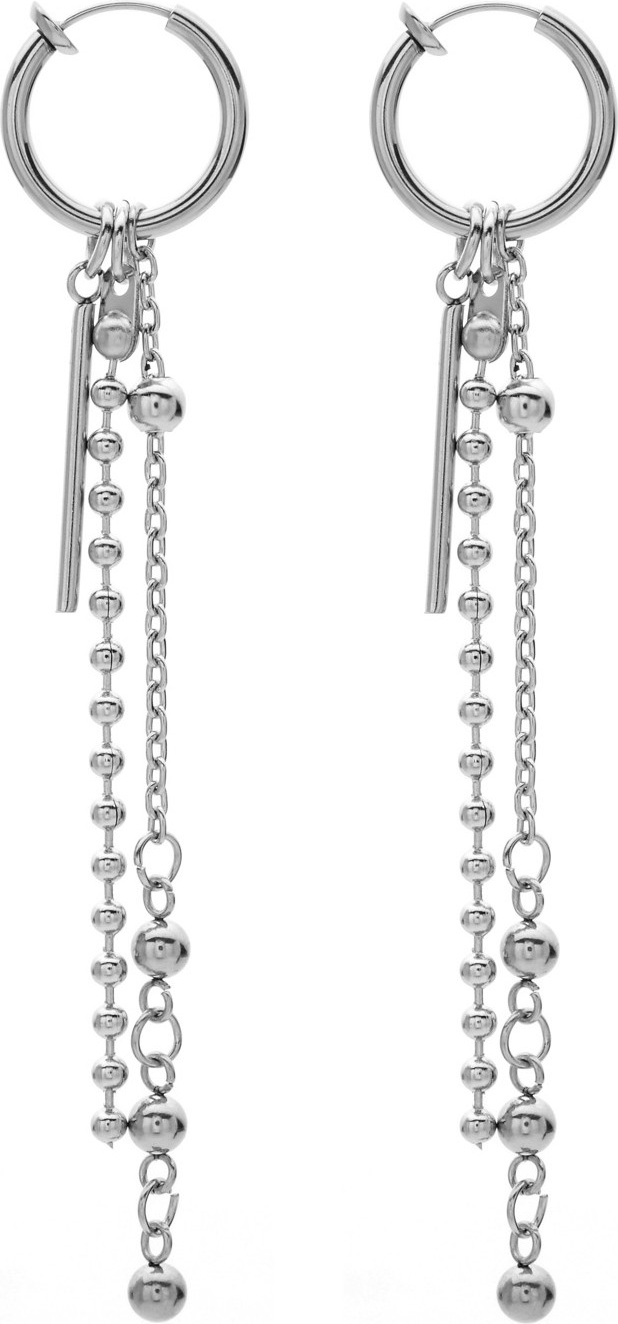 Đôi khuyên tai hịn hò song xích bi mix thanh titan ngắn