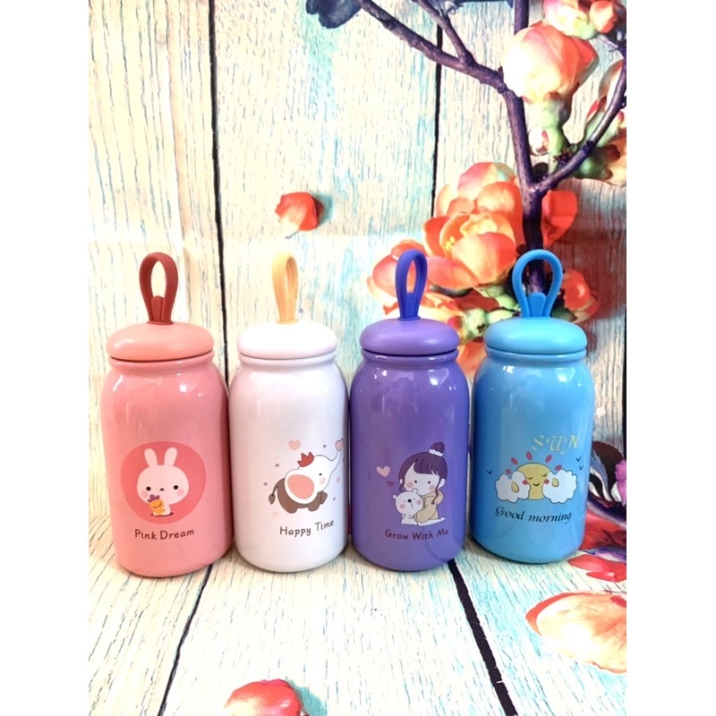 Bình giữ nhiệt cao cấp lùn lùn siêu cute 350ml