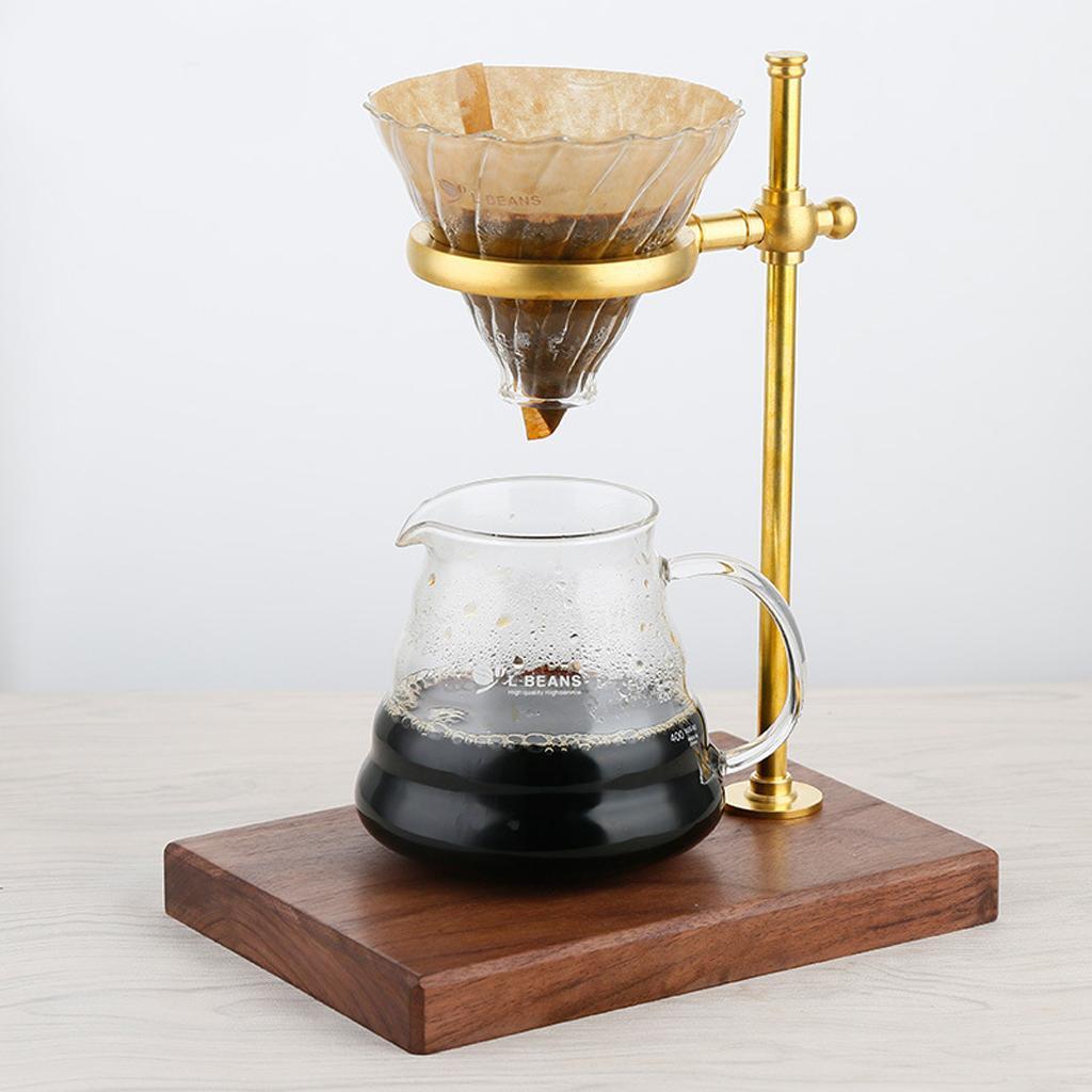 Wood &Copper Manual Pour Over Drip Coffee Filter Dripper Cup Holder Stand