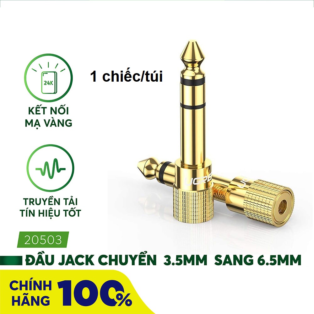 Jack Âm Thanh Chuyên Đôi 6.3Mm Dương Sang 3.5Mm Âm Ugreen 503Ja20503Da Hàng Chính Hãng