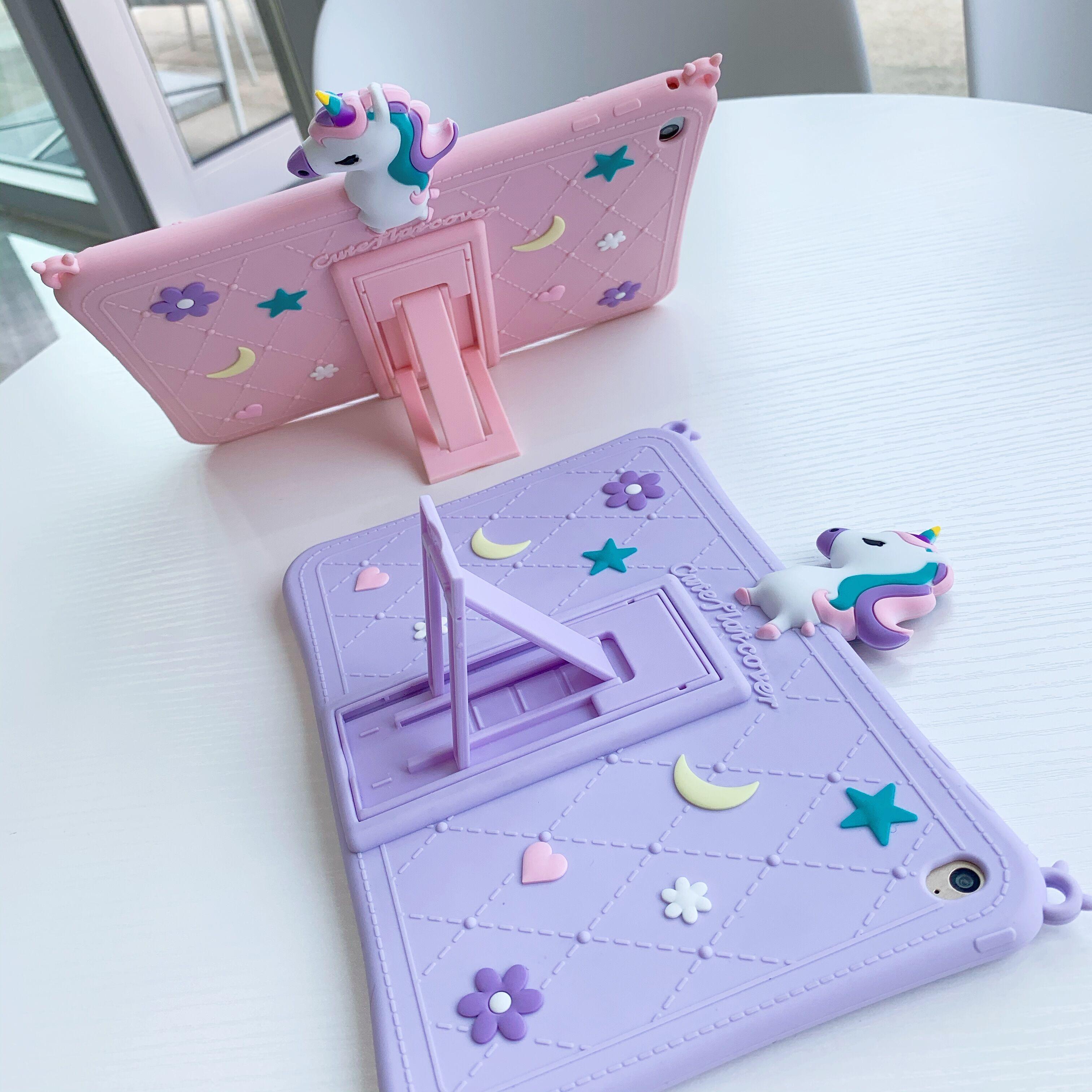 Ốp lưng chống sốc silicon mềm đáng yêu Unicorn có dây đeo cho Samsung Galaxy Tab S6 Lite 10.4 inch 2020 Sm P610 P615