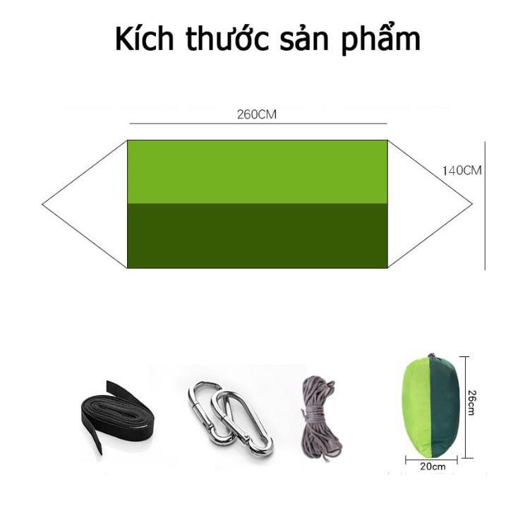 Võng du lịch có mùng HomeCarpet sợi Poyester cao cấp (260x140cm) (Xanh lá )  - Home and Garden