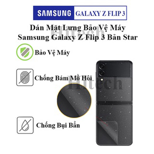 Dán mặt lưng dành cho máy Samsung Galaxy Z Flip 3 cao cấp dẻo bản Star lấp lánh