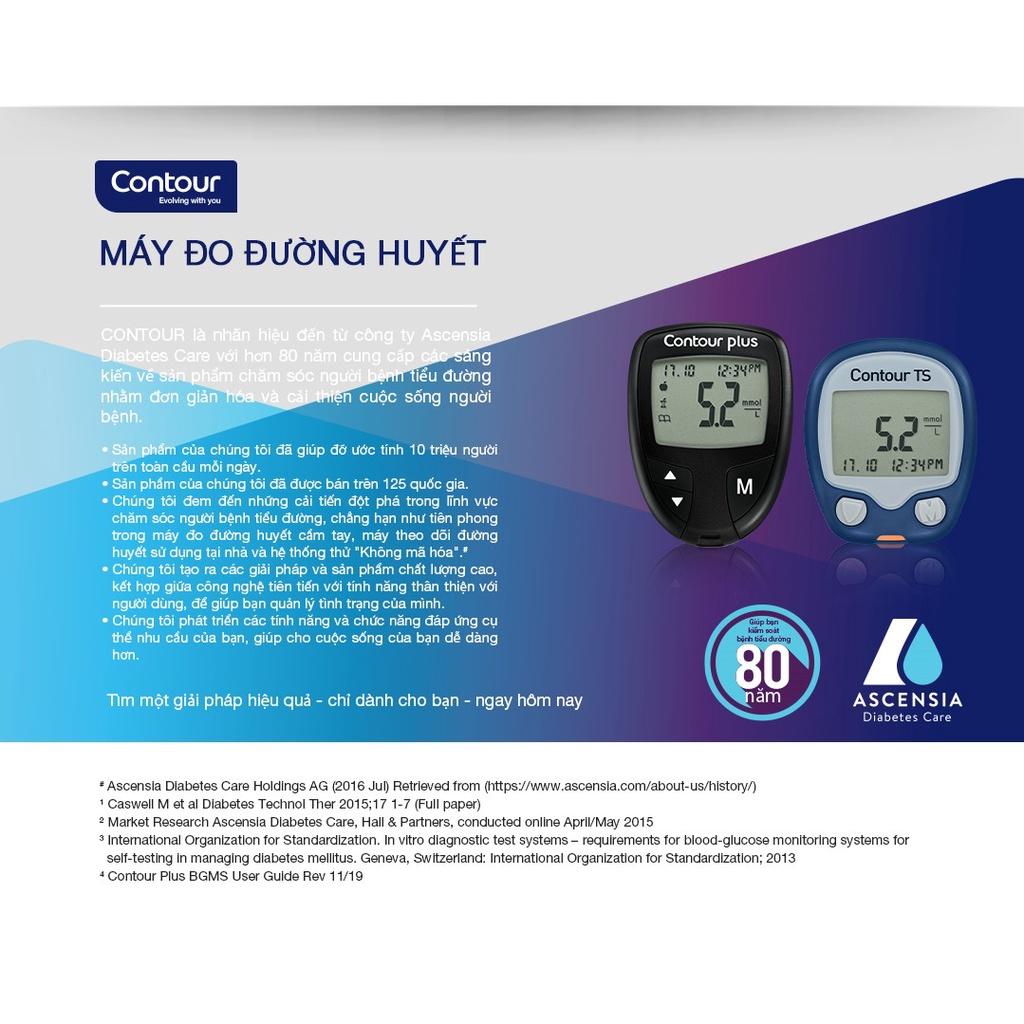 CONTOURPLUS Máy đo đường huyết + 100 Que Thử đường huyết + 100 Kim lấy máu thử đường huyết