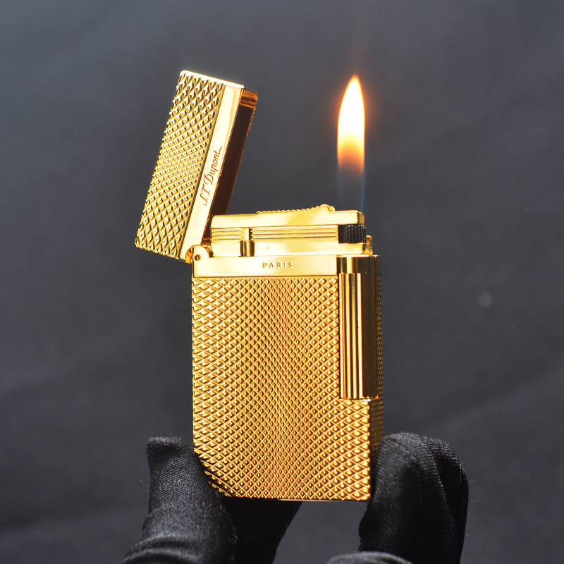 Vỏ Hột Quẹt Bật Lửa Ga Đá Upon Họa Tiết Ô Vuông Sóng D112V Màu Vàng - Dùng Gas Đá Cao Cấp