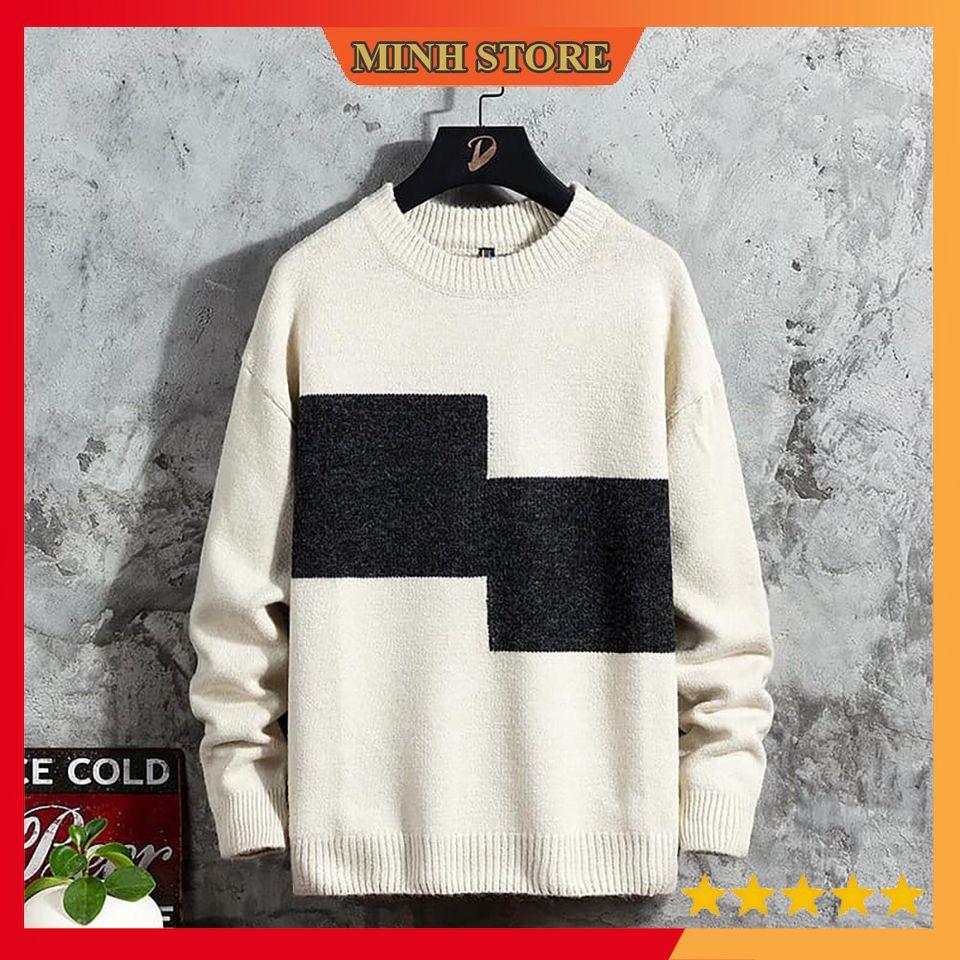 Áo len nam cổ tròn dài tay ô vuông, áo len nam cao cấp phong cách trẻ trung AL05 - MINHSTORE