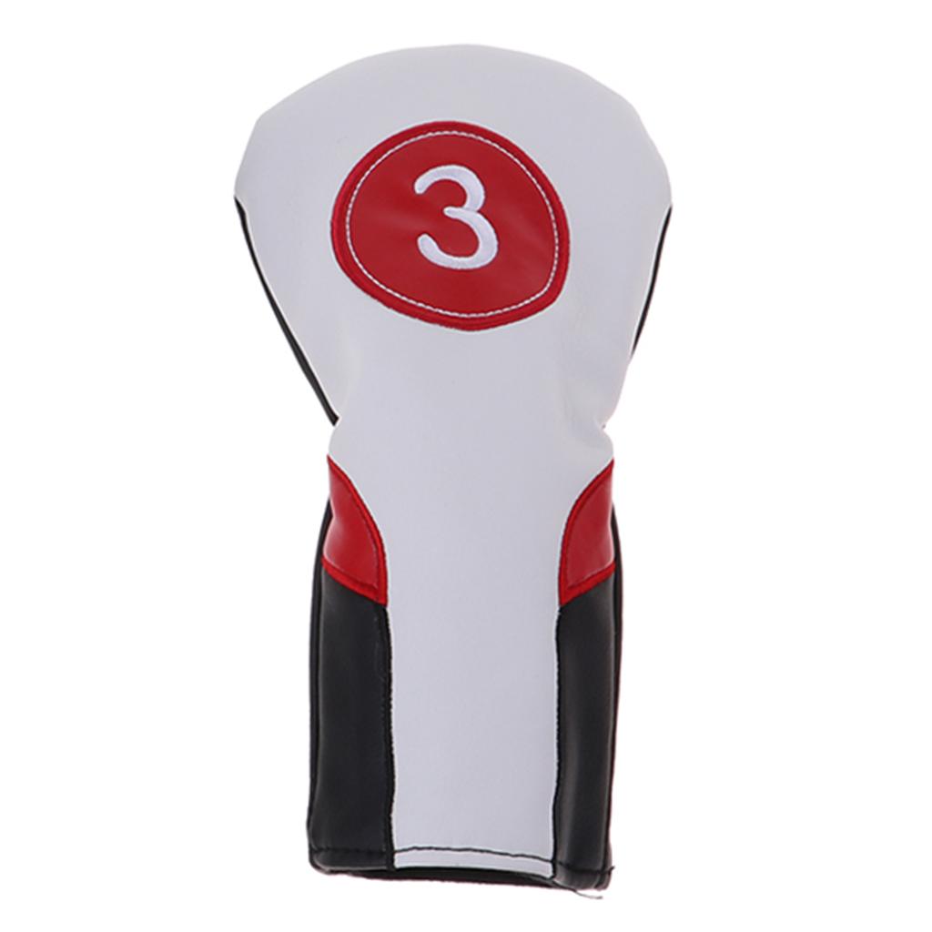 PU Golf Wood Head Cover Set For Golf Driver Fairway Hybrid White