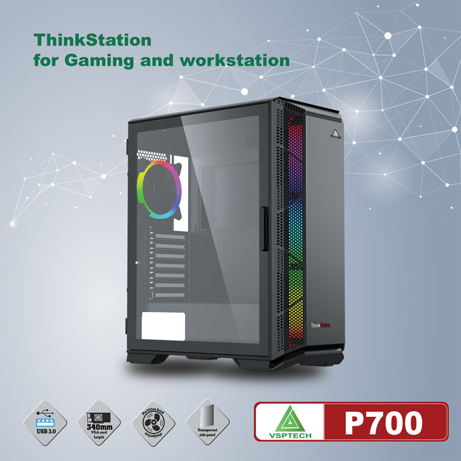 Vỏ máy tính Case VSP P700 ~ Kính cường lực không FAN - Hàng chính hãng TECH VISION phân phối