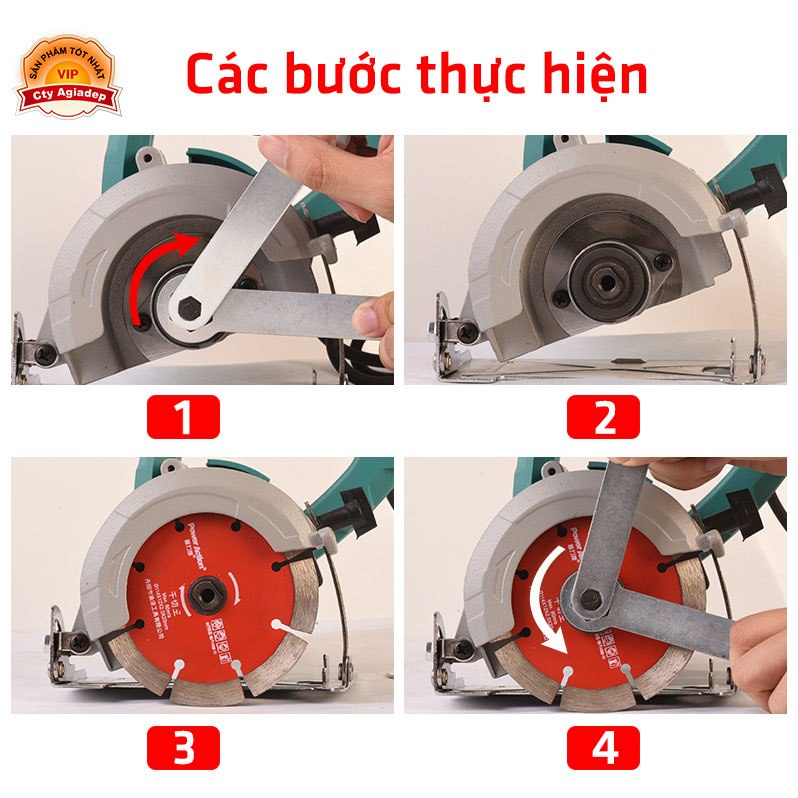 Máy cắt gỗ sắt đá PowerAction + Phụ kiện 4 lưỡi siêu xịn