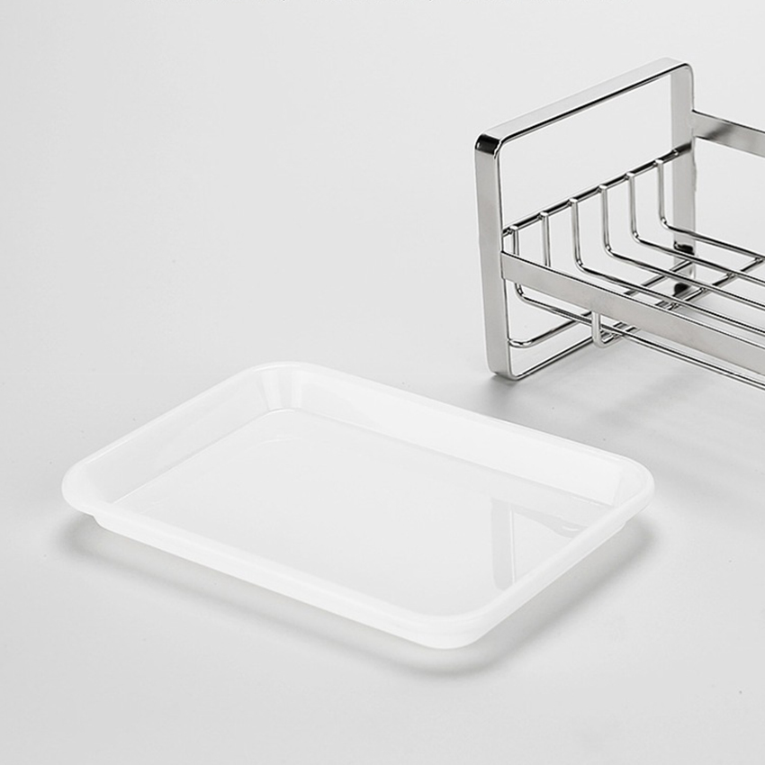 Kệ để đồ rửa chén bát NASI bằng INOX 304 cứng chắc đa năng có khay hứng nước giá phơi miếng giẻ bọt biển đựng nước rửa chén đồ gia dụng nhà bếp