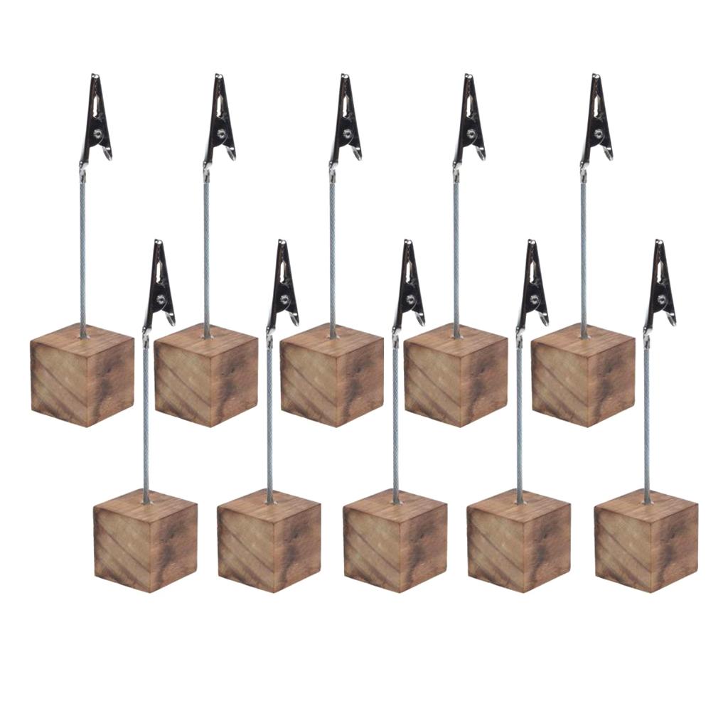 Set 10 Kẹp Giấy / Thiệp / Ảnh Thiết Kế Đế Gỗ