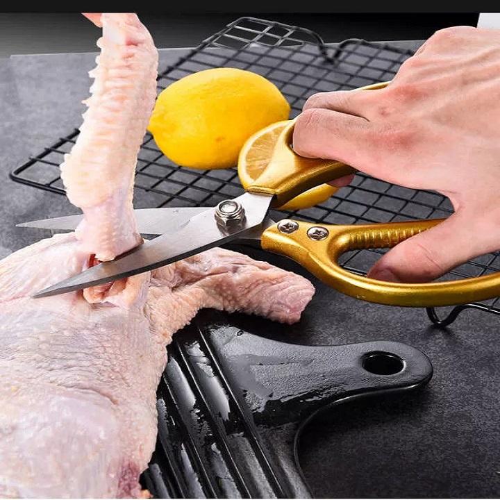 Kéo cắt gà xuất Nhật Bản làm từ chất liệu thép không gỉ cao cấp, kéo đa năng SK5 gia dụng nhà bếp cán kim loại