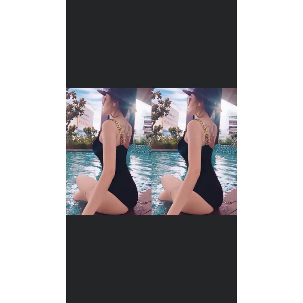 freeship Bikini liền 1 mảnh đen lệch vai sexy quyến rũ mặc đi biển đi bơi