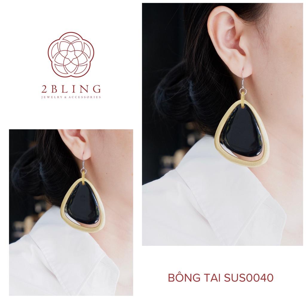 Bông tai sừng kết hợp sơn mài 2BLING thời trang SUS0040