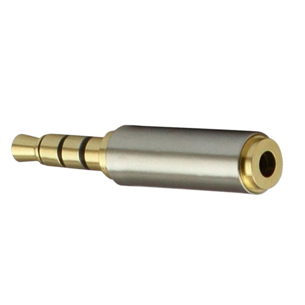 Gold Metal 3.5mm Male to 2.5mm Female Socket Headphone Mic Adapter Converter