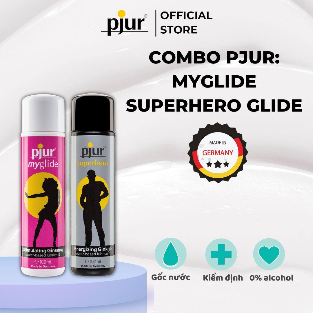 Combo 2 chất bôi trơn tăng cảm giác Pjur Myglide 100ml &amp; Pjur Superhero Glide 100ml an toàn cho mọi loại da