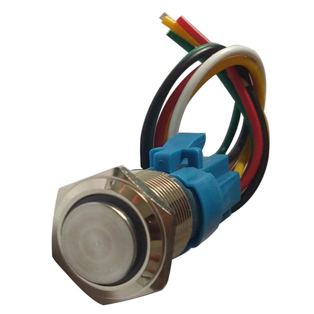 16mm 3-6V 5A Metal Car Push Button Switch With LED Self-Locking