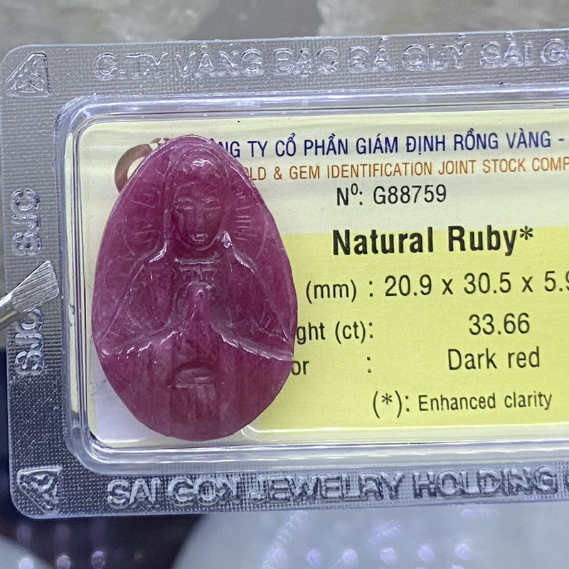 Tượng Đức Mẹ Đá Ruby Kiểm Định Tự Nhiên Phong Thuỷ