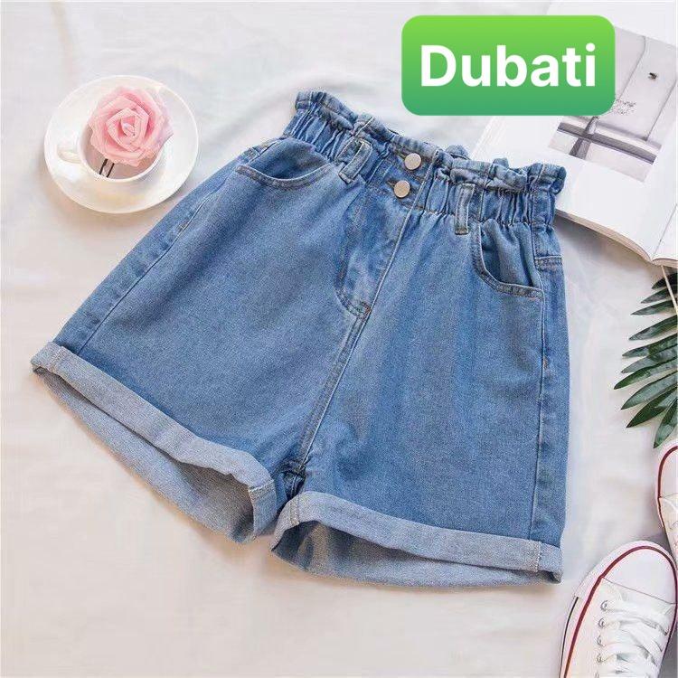 QUẦN SHORT SỌT JEAN LỬNG KIỂU NGỐ NỮ CHẤT BÒ XANH LƯNG THUN CẠP CHUN 2 CÚC LƯNG CAO NÂNG MÔNG CAO CẤP DB-1506 - DFASHION