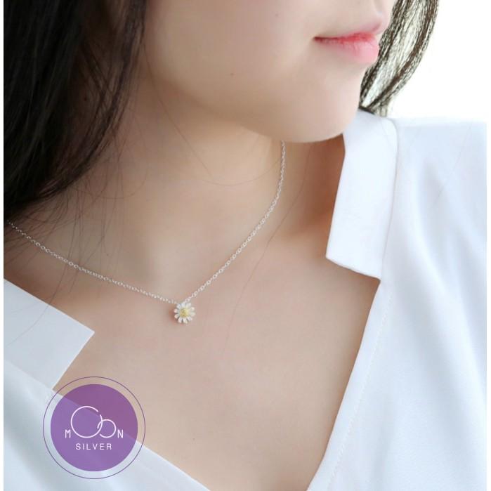Dây chuyền bạc hoa cúc cánh đơn