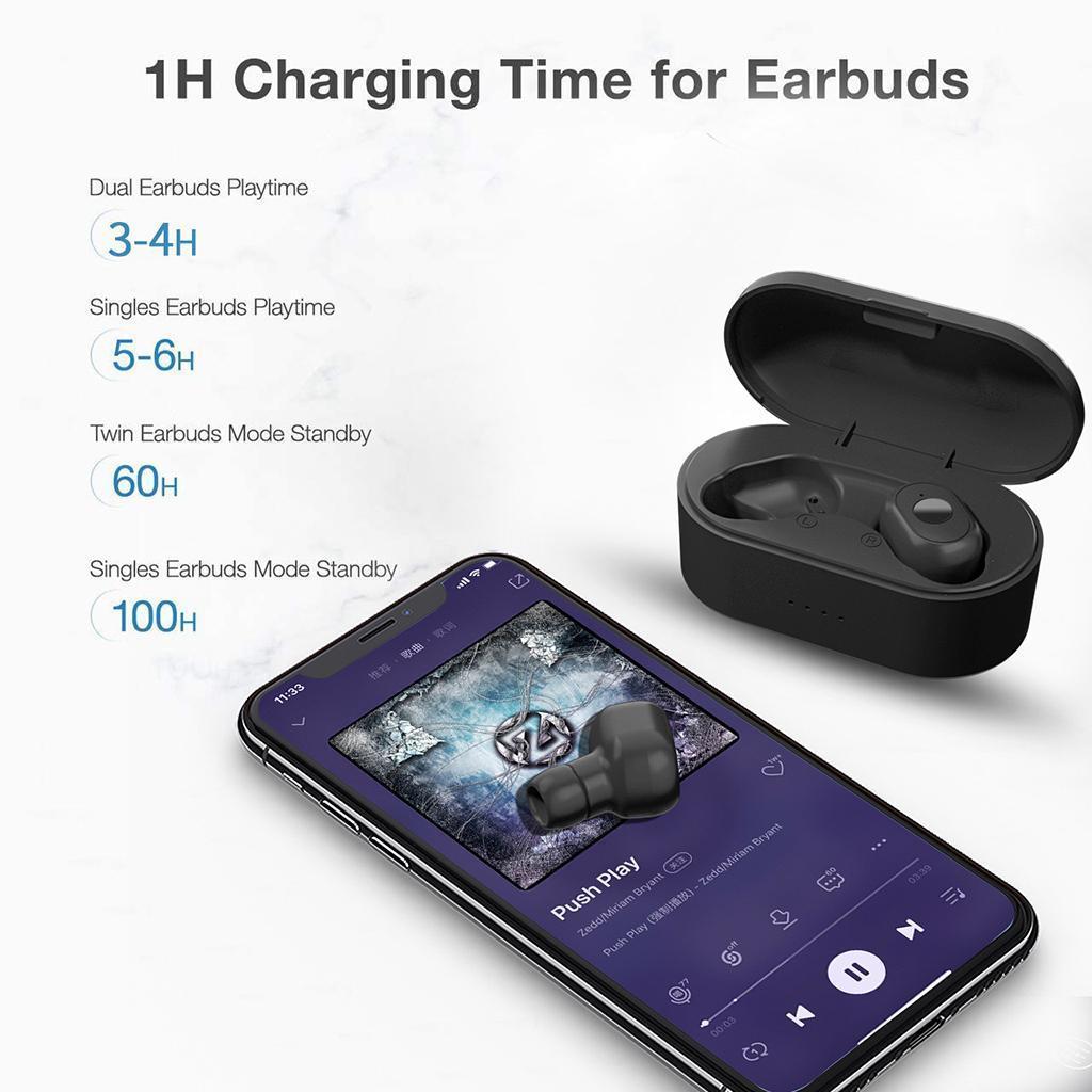 2X 5.0 Wireless Earphones Headphones TWS Mini Earbuds Headset Black