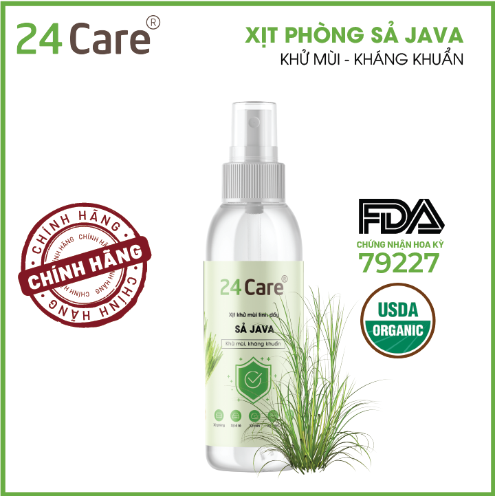 [TỰ CHỌN 10 MÙI] Xịt Phòng Tinh Dầu Hữu Cơ Organic 24Care 100ML - Kháng khuẩn - Khử mùi hôi - Đuổi muỗi - côn trùng - Tạo không gian lãng mạn, hẹn hò - Hương thơm thư giãn