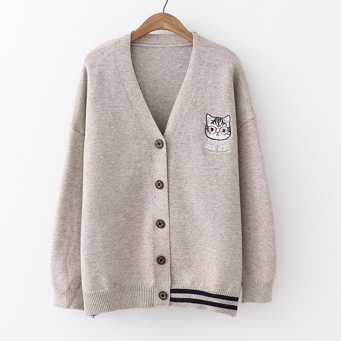 Áo cardigan len nữ thêu hình mèo trẻ trung ArcticHunter