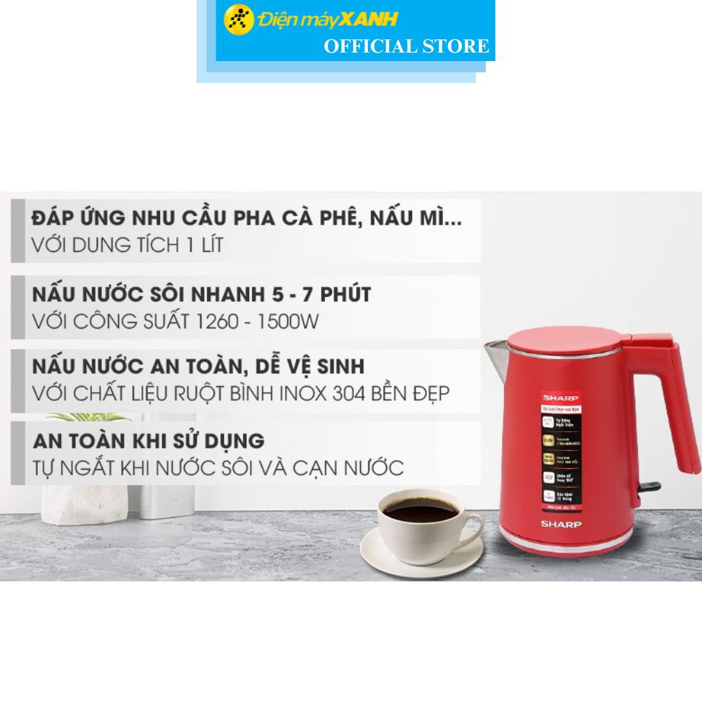 Bình đun siêu tốc Sharp 1 lít EKJ-10DVPS-RD - Hàng Chính Hãng
