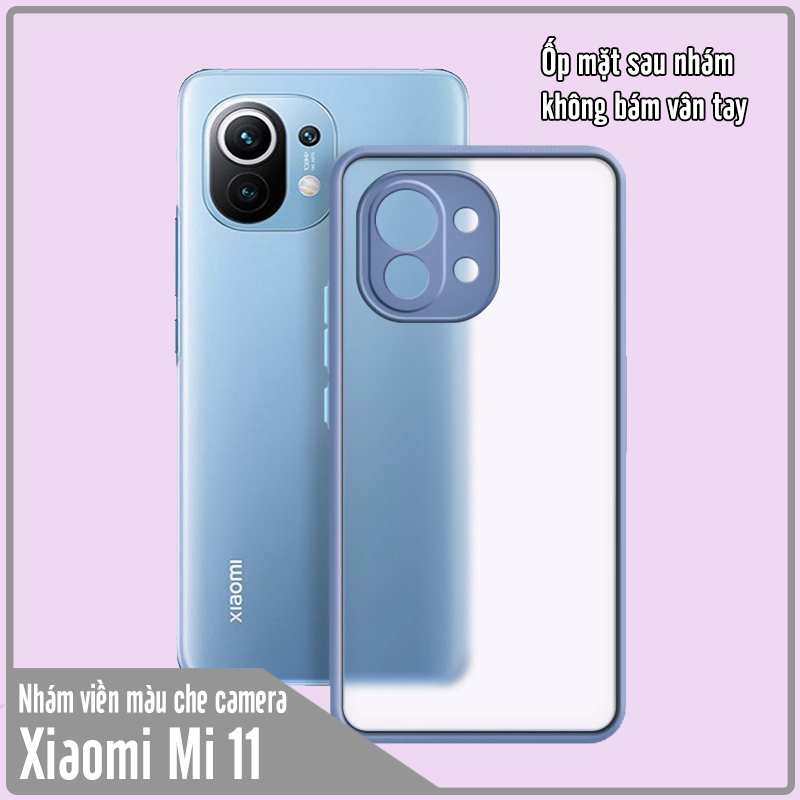 Ốp lưng cho Xiaomi Mi 11 nhám viền màu che camera