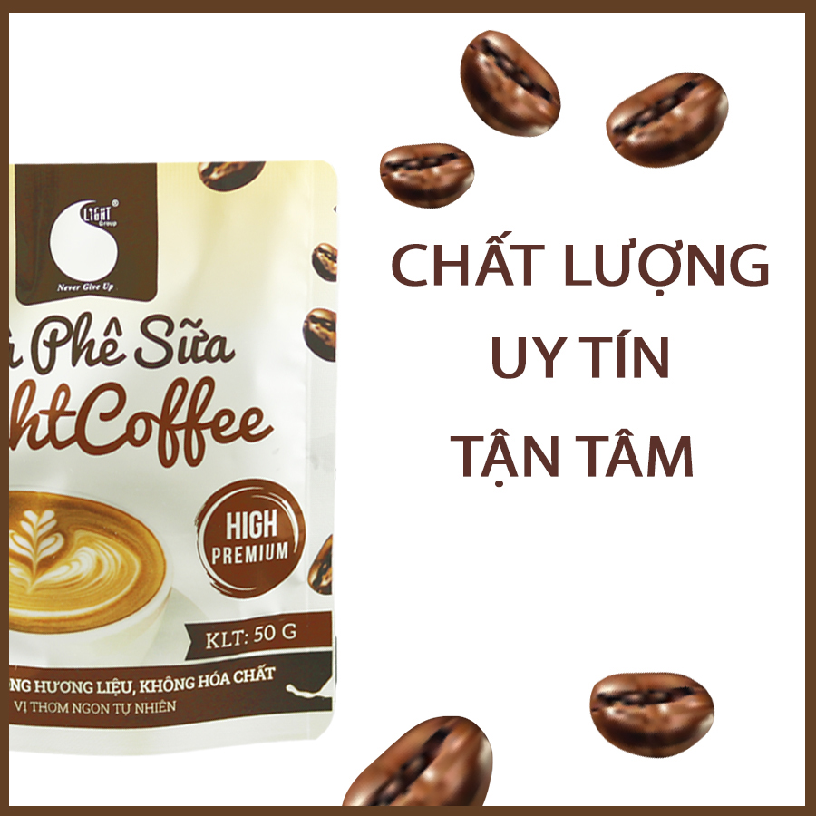 Cà phê sữa Light Coffee đậm đà , thơm ngon , đặc biệt không hương liệu , an toàn cho sức khỏe , Gói 50G tiện lợi