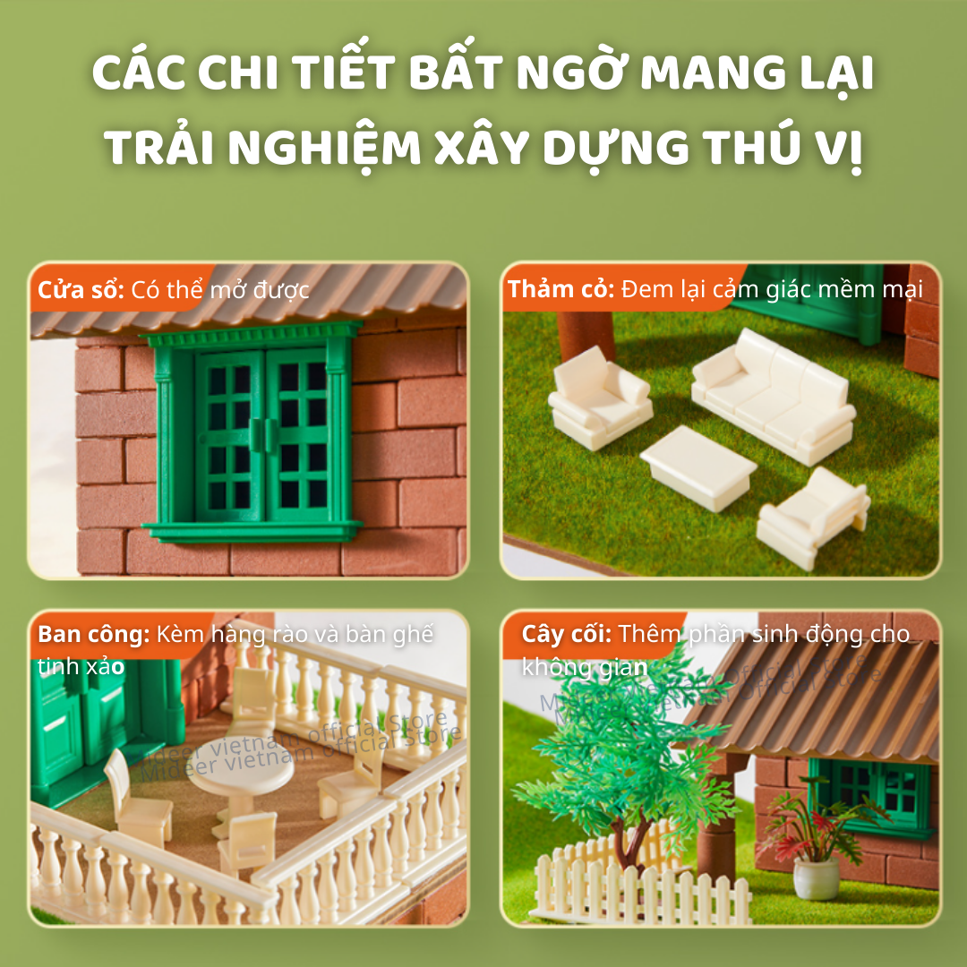 Đồ chơi lắp ráp xây nhà gạch mini mô phỏng Mideer My First Building, đồ chơi nhập vai kĩ sư xây dựng