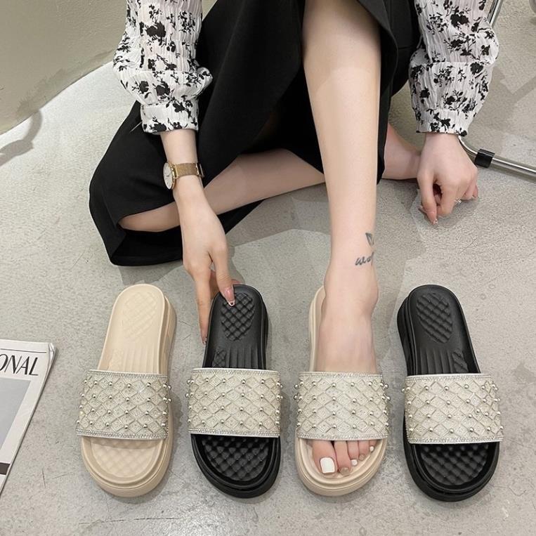 Dép quai ngang nữ DVT phong cách hàn quốc, đế cao su êm chân D15