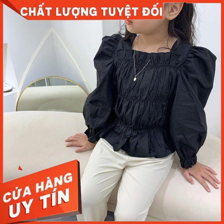 Sơmi cho bé gái Sơmi kiểu dáng xun cổ vuông cách điệu hot trend 2020