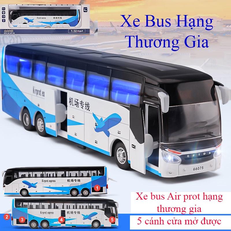 Mô hình xe bus chở khách hạng thương gia bằng hợp kim có nhạc và đèn mở được tất cả cánh cửa