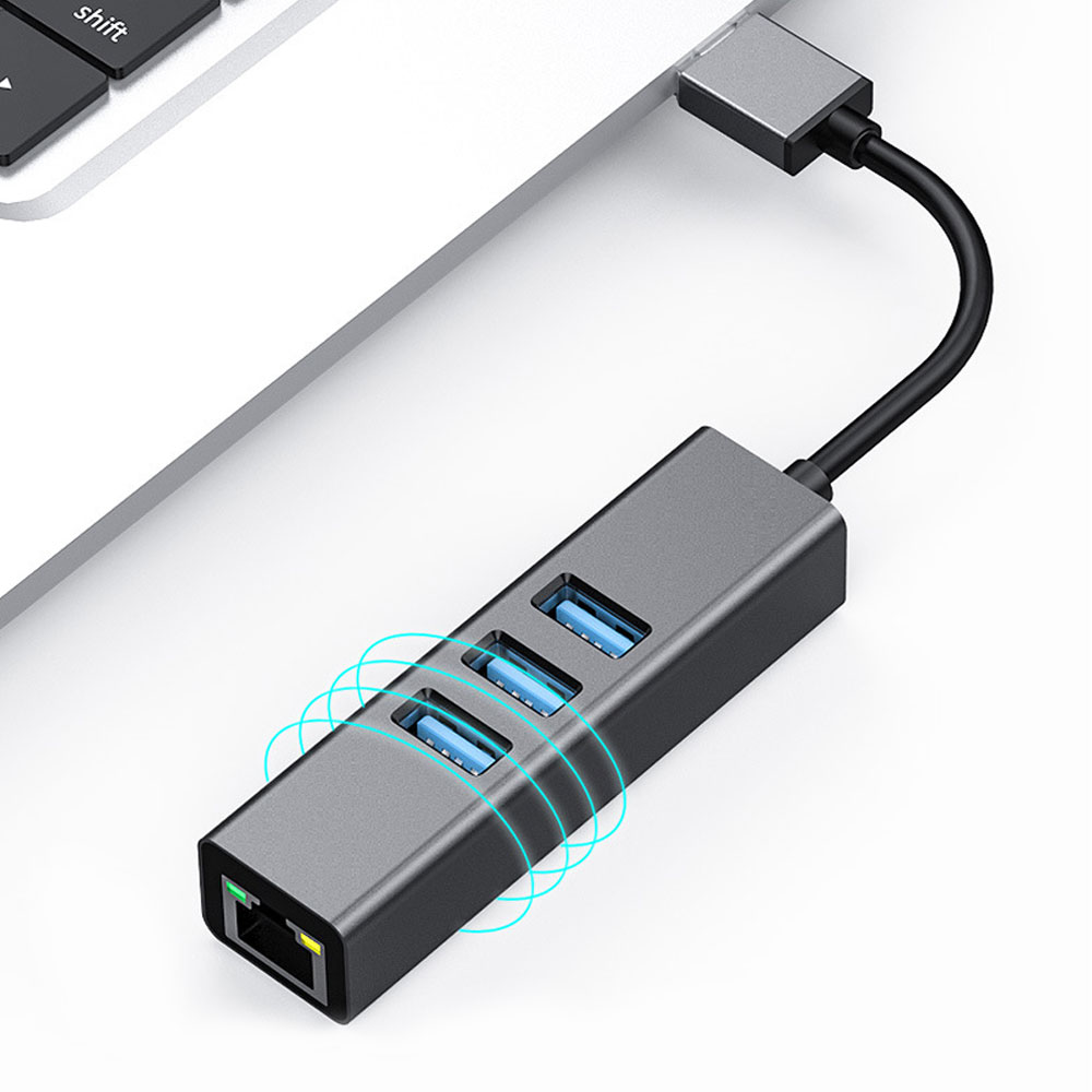 Hub Chuyển Đổi USB 3.0 Ra Cổng Mạng Lan RJ45 1000Mbps/Gigabit Ethernet SeaSy SS83, Cổng Chuyển Đổi USB To Cổng Lan, Tích Hợp 3 Cổng USB 3.0, Tốc Độ Truyền 1000Mbps, Dùng Cho Máy Tính/Laptop/PC/Macbook – Hàng Chính Hãng