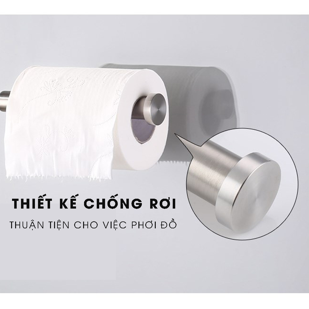 Móc treo cuộn giấy vệ sinh dán tường không cần khoan, Inox Sus 304, phụ kiện nhà tắm MIHOCO 814
