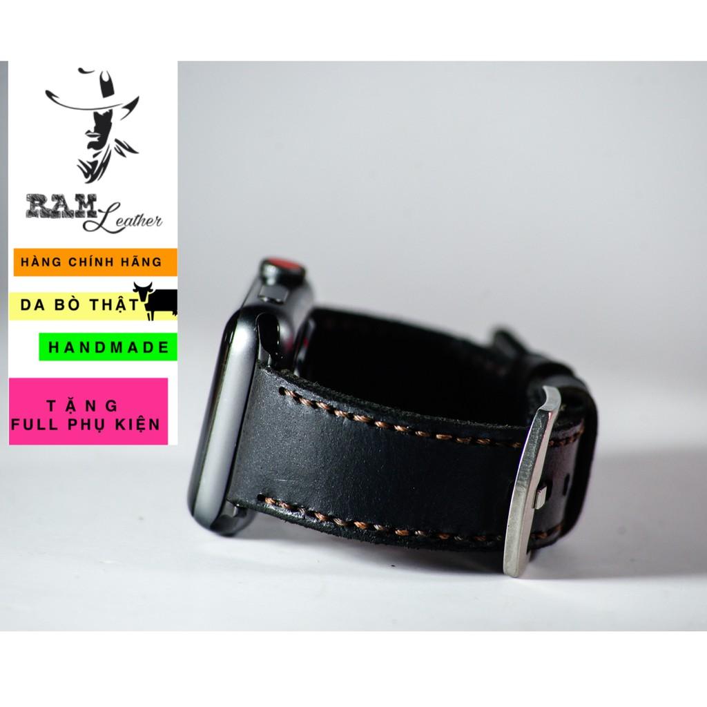 Dây đồng hồ RAM Leather cho apple watch da bò đen - RAM classic black
