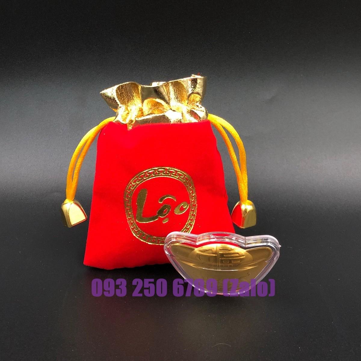 Thỏi Vàng May Mắn Tặng Kèm Túi Gấm Phúc - Lộc. Thần Tài Khai Lộc Phong Thủy