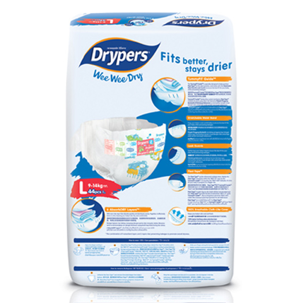 Tã dán trẻ em Drypers Wee Wee Dry L 44 miếng (9 - 14kg)