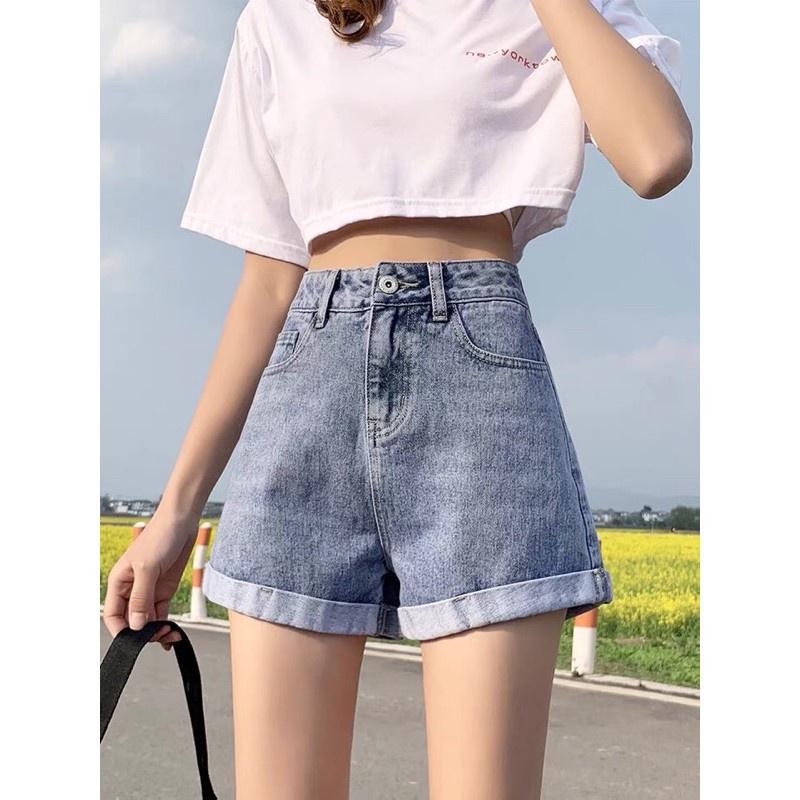 Quần lửng bò jean nữ quần shorts bò jean nữ cạp cao Hot 2022