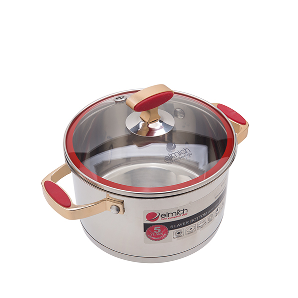 [ELMICH - EL5270] XOONG INOX 304 CAO CẤP RED VELVET - 5 LỚP ĐÁY TỪ 24CM