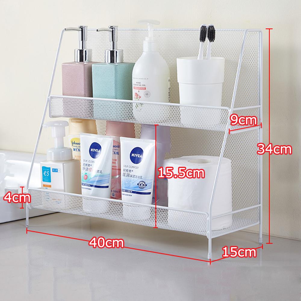 Giỏ để đồ nhà bếp phòng tắm bằng lưới kim loại chịu nhiệt chống gỉ có 2 tầng