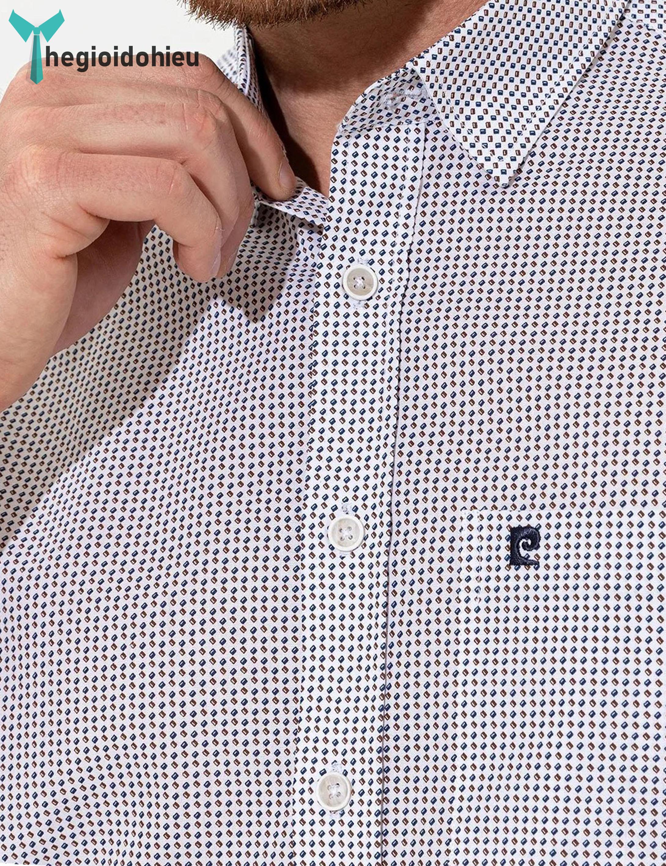 Áo sơ mi nam ngắn tay Pie Cardin PCShirt94 (Trắng họa tiết) - Hàng nhập khẩu - Có túi - Trắng họa tiết