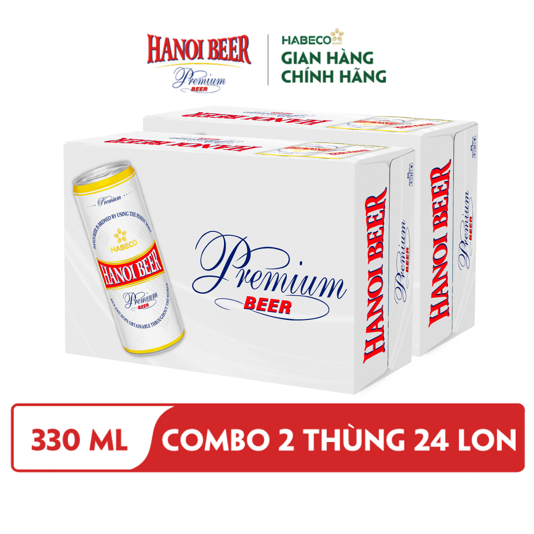 Combo 2 Thùng Bia Hanoi Premium - Thùng 24 lon 330ml